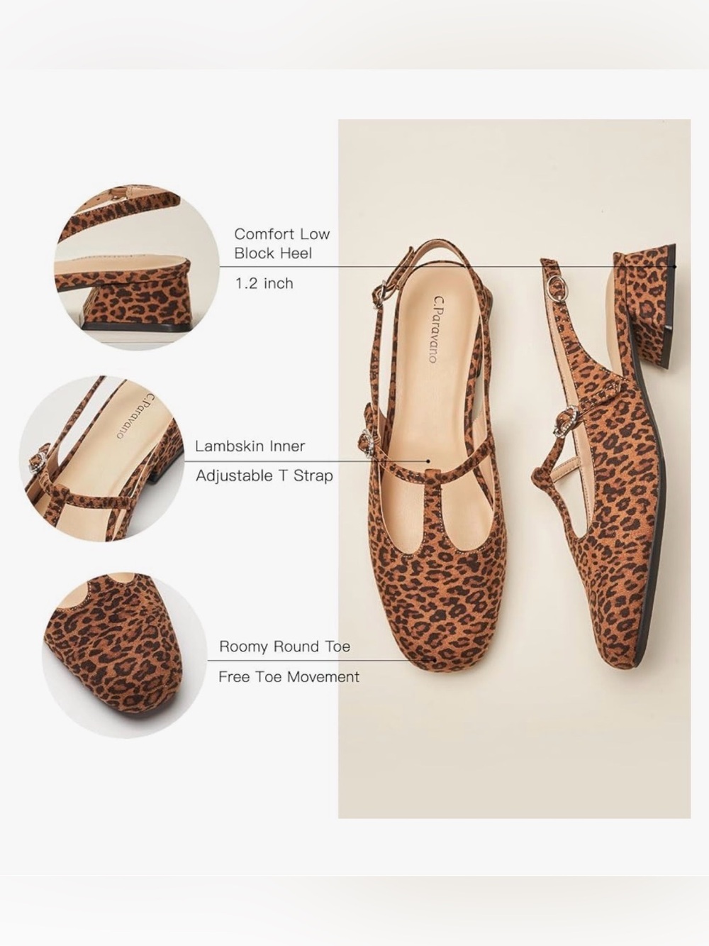 RARE FIND! C.Paravano Leopard Print Mary
Jane Slingbacks-Size 36.5 (6 US)